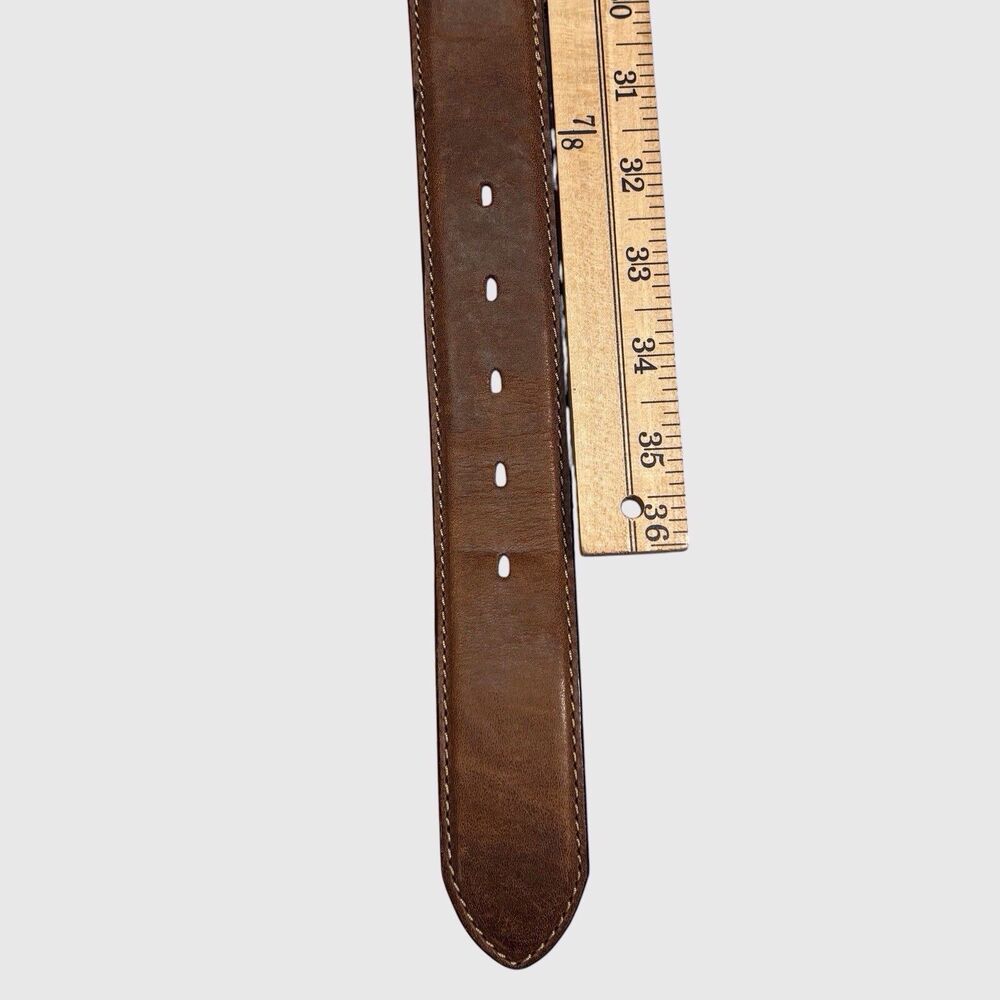 Tony Lama Leather Belt Men's Sz 34 Western Badlands Horsehair Ribbon Inlay Brown - Picture 5 of 12